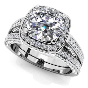 Luminous Diamond Bridal Set In 14K 18K Yellow White Or Rose Gold