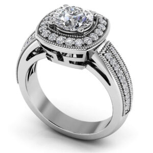 Double Row Regency Diamond Engagement Ring In 14K 18K White Yellow Gold Platinum