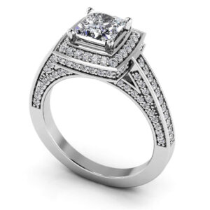 Splendid Princess Cut Engagement Ring In Yellow White Gold Or Platinum