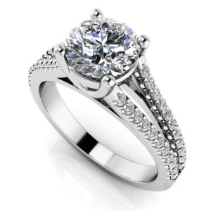Diamond Lined Split Shank Engagement Ring In 14K 18K Or Platinum