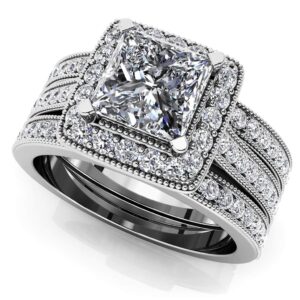 Princess Dream Frame Vintage Style Bridal Set In White Yellow Or Rose Gold