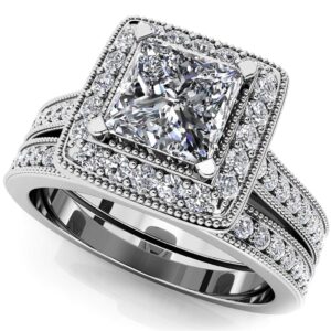 Princess Dreams Diamond Bridal Set In 14K 18K Yellow White Or Rose Gold