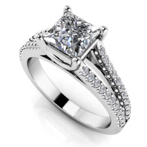 Split Shank Princess Cut Engagement Ring Available In Gold Or Platinum
