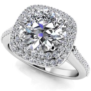Round Halo Diamond Engagement Ring Available In 14K 18K Yellow White Or Platinum