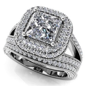 Exquisite Double Halo Diamond Bridal Set Available In Gold Or Platinum