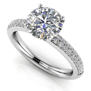 Dazzling Two Row Diamond Engagement Ring In 14K 18K White Yellow Or Rose Gold
