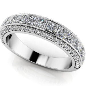 Channel Set Princess And Round Anniversary Ring