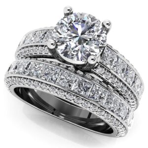 Diamond Deluxe Matching Wedding Set In White Gold Yellow Gold And Platinum