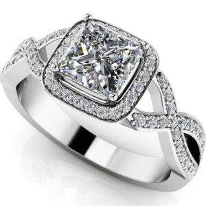 Woven Band Princess Diamond Engagement Ring In 14K 18K Or Platinum