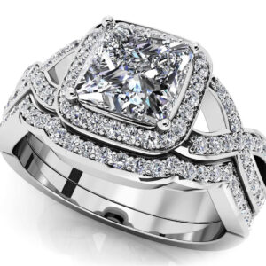 Woven Band Princess Diamond Bridal Set