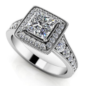 Charming Princess Engagement Ring In Yellow White Gold Or Platinum