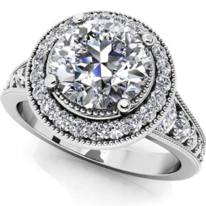 Vintage Round Halo Engagement Ring In Gold Or Platinum