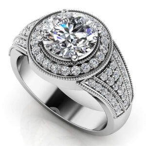 Cascading Diamond Engagement Ring In 18K Or 14K Yellow Gold And White Gold