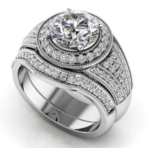 Cascading Diamond Wedding Set In 14K 18K Or Platinum