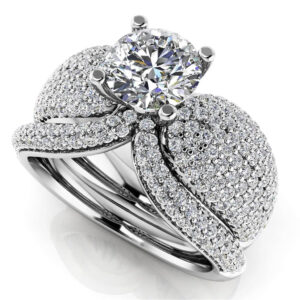 Dazzling Diamond Bridal Set With Side Stones In Yellow White Gold Or Platinum