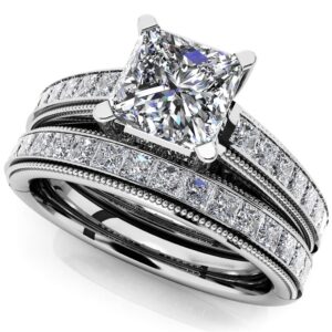 Princess Bride Bridal Set In 14K 18K White Yellow Gold Platinum