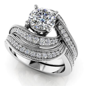 Modern Swirl Round Diamond Bridal Set