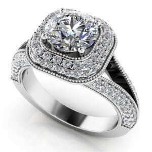 Luxurious Split Shank Halo Engagement Ring
