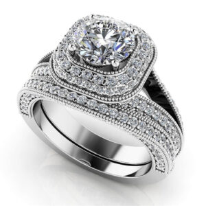 Luxurious Split Shank Halo Wedding Set