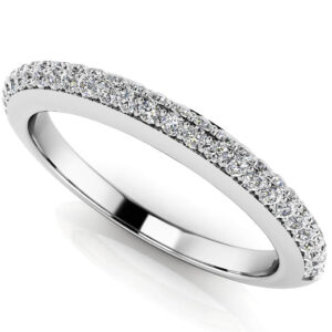 Two Rows Of Diamonds Anniversary Ring In 14K 18K White Yellow Or Rose Gold