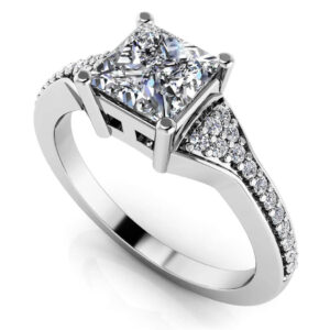 Mesmerizing Princess Engagement Ring In 18K 14K Rose Gold White Or Yellow