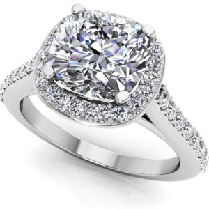 Classic Love Cushion Cut Engagement Ring In White Yellow Or Rose Gold