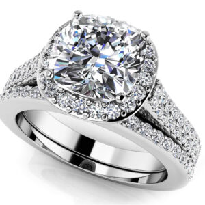 Limitless Love Cushion Cut Bridal Set In White Yellow Gold Or Platinum