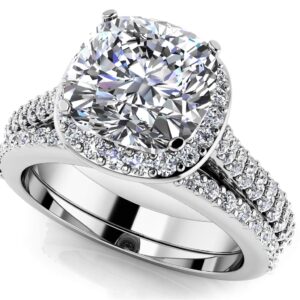 Love Story Cushion Cut Bridal Set Available In 14K 18K Yellow White Or Platinum