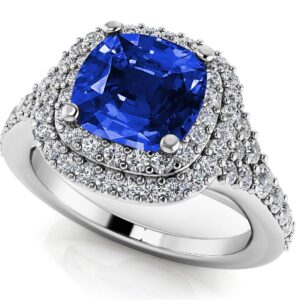 Andrea Love Cushion Cut Gemstone Anniversary Ring Available In Gold Or Platinum