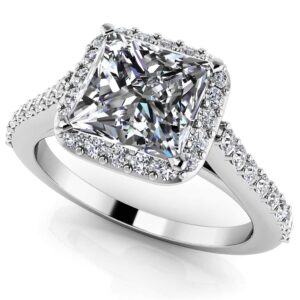 Sweet Romance Square Frame Engagement Ring In Yellow White Gold Or Platinum