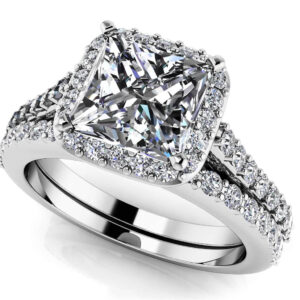 Sweet Romance Princess Cut Diamond Bridal Set Available In White Yellow And Rose