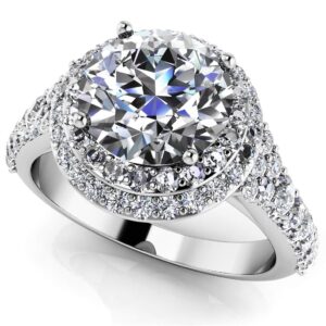 Fancy Double Halo Engagement Ring In White Yellow Or Rose Gold