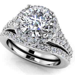 Fancy Single Halo And Diamond Cluster Bridal Set