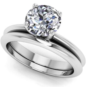 Four Prong Timeless Solitaire Diamond Bridal Set