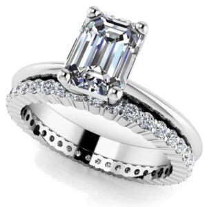 Eternal Light Emerald Solitaire Bridal Set In 14K 18K Or Platinum