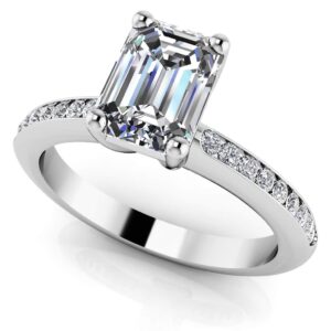 Exquisite Emerald Cut Engagement Ring In White Yellow Gold Or Platinum