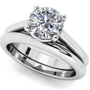 Round Diamond Cathedral Bridal Set In Platinum Or Gold