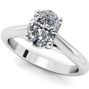 Oval Solitaire Diamond Engagement Ring In 18K 14K White Gold Or Yellow Gold
