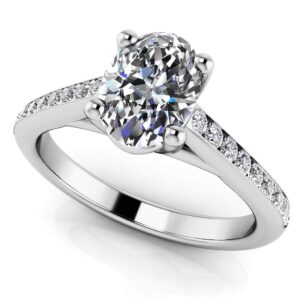 Alluring Oval Diamond Engagement Ring In Platinum 18K Or 14K Gold
