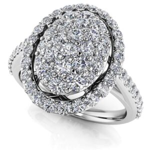 Oval Illusion Diamond Accented Ring In White Yellow Or Rose Gold