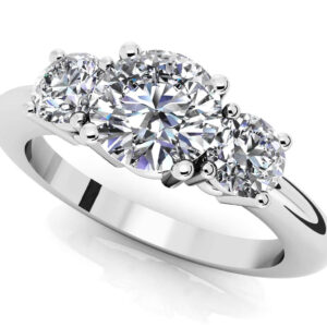 Brilliant Cut Round Diamond 3 Stone Ring Available In White Yellow And Rose