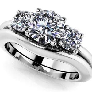 Everlasting Three Stone Wedding Set Available In Gold Or Platinum