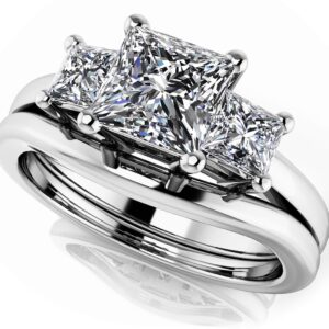 Everlasting Love Princess Three Stone Bridal Set Available In Gold Or Platinum