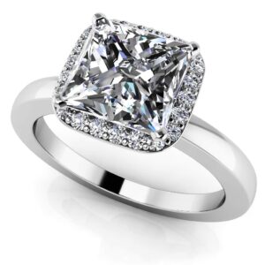 Square Stone Diamond Frame Engagement Ring