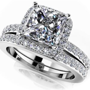 Forever Love Princess Cut Diamond Halo Bridal Set Available In Gold Or Platinum