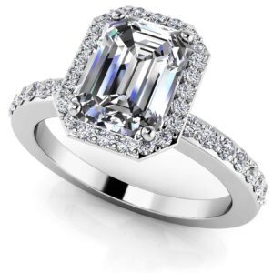 Magical Emerald Cut Diamond Engagement Ring In 14K 18K White Yellow Or Rose Gold