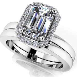 Modern Grace Emerald Wedding Ring Set