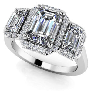 Expressive Love Three Stone Ring In 18K 14K Rose Gold White Yellow Gold Or Platinum