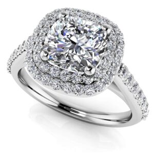 Double Halo Cushion Cut Engagement Ring