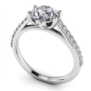 Modern Round Diamond Engagement Ring In White Yellow Gold Or Platinum